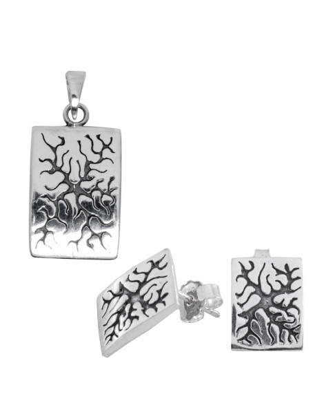 SREBRNY KOMPLET KOSTKA DOMINO PR. 925