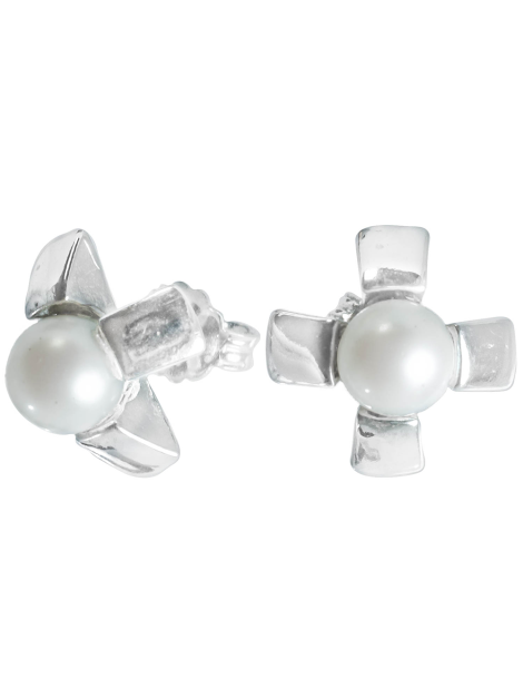 SREBRNE KOLCZYKI Z PERŁAMI NA SZTYFT PR. 925