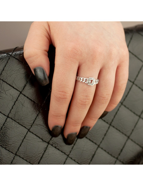 SREBRNY PIERŚCIONEK KLAMRA Z  CYRKONIAMI PR. 925