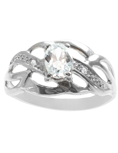 SREBRNY PIERŚCIONEK AŻUROWY Z  CYRKONIAMI PR. 925