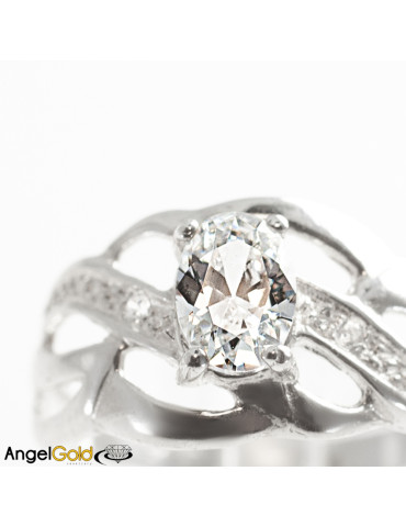 SREBRNY PIERŚCIONEK AŻUROWY Z  CYRKONIAMI PR. 925