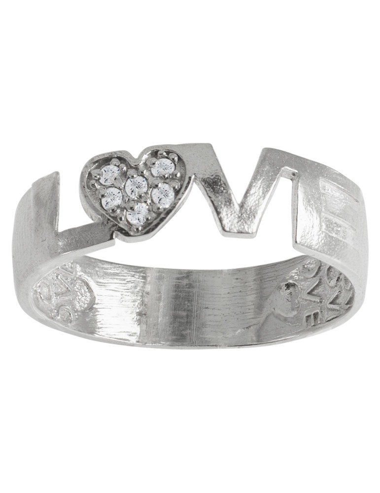 SREBRNY PIERŚCIONEK LOVE Z CYRKONIAMI PR. 925