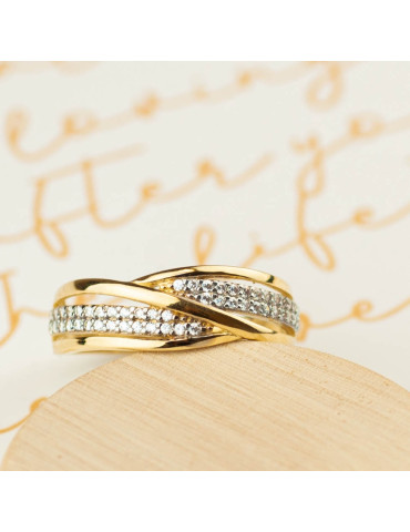 ZŁOTY PIERŚCIONEK PRZEPLATANY Z CYRKONIAMI PR. 585