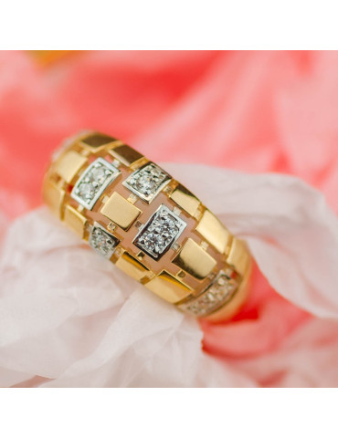 ZŁOTY OKAZAŁY PIERŚCIONEK Z CYRKONIAMI PR. 585