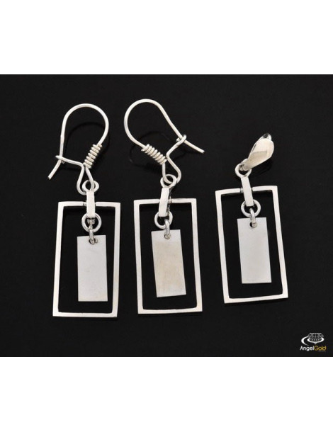 SREBRNY KOMPLET RUCHOME PROSTOKĄTY PR. 925