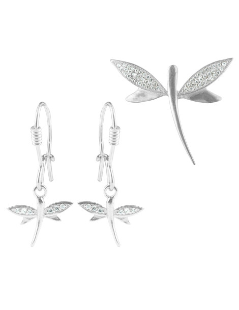 SREBRNY KOMPLET MOTYLKI Z CYRKONIAMI PR. 925