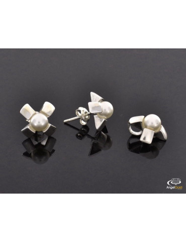 SREBRNY KOMPLET Z PERŁAMI PR. 925