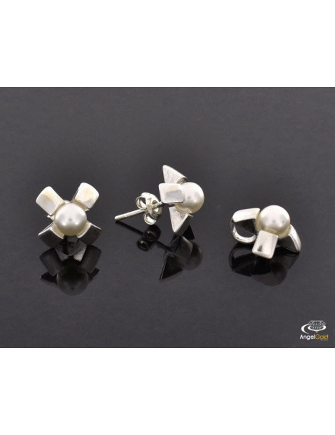 SREBRNY KOMPLET Z PERŁAMI PR. 925