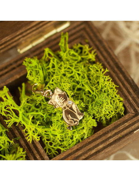 ZŁOTY CHARMS KOT Z CYRKONIĄ PR. 333