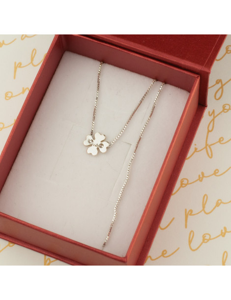 SREBRNY NASZYJNIK GWIAZD CZTEROLISTNA KONICZYNKA CELEBRYTKA PR. 925 + GRAWER