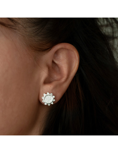 SREBRNY KOMPLET BIŻUTERII KWIATKI Z CYRKONIAMI SREBRO PRÓBY 925