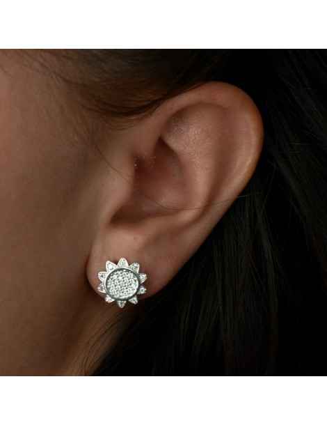 SREBRNY KOMPLET BIŻUTERII KWIATKI Z CYRKONIAMI SREBRO PRÓBY 925