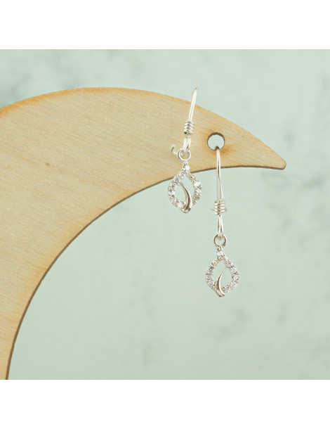 WISZĄCE KOLCZYKI Z CYRKONIAMI SREBRO PR. 925 NA BIGIEL