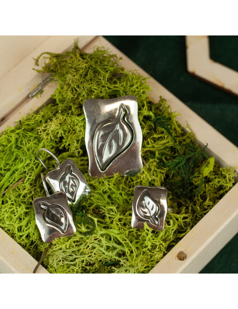 SREBRNY KOMPLET LISTKI PR. 925