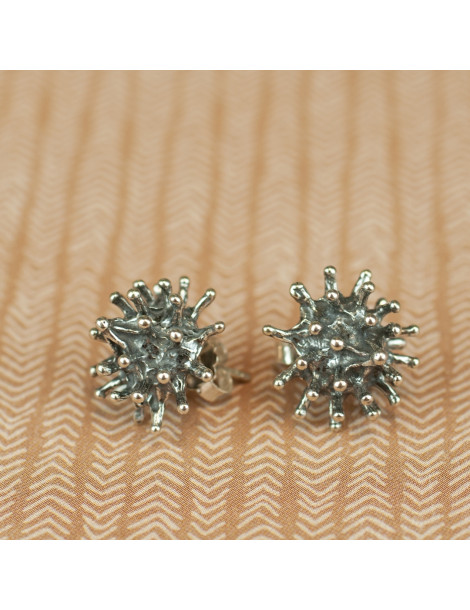 SREBRNY KOMPLET KULKI JEŻYKI OKSYDOWANE PR. 925