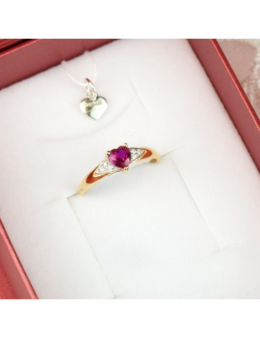 ZŁOTY PIERŚCIONEK ZARĘCZYNOWY SERCE RUBIN PR. 333