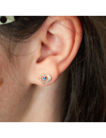 SREBRNE KOLCZYKI SERDUSZKA Z CYRKONIAMI NA SZTYFT - RÓŻNE KOLORY