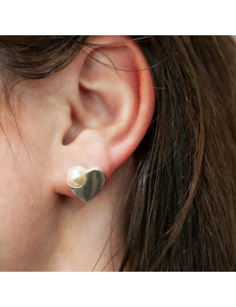 SREBRNY KOMPLET SERDUSZKA Z PERŁAMI PR. 925