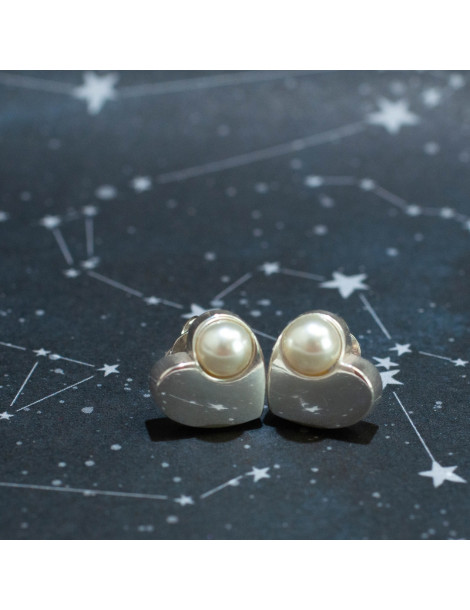 SREBRNY KOMPLET SERDUSZKA Z PERŁAMI PR. 925