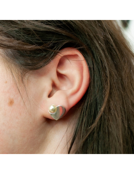 SREBRNY KOMPLET SERDUSZKA Z PERŁAMI PR. 925