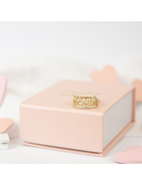 ZŁOTY PIERŚCIONEK ZARĘCZYNOWY KORONA PR. 585