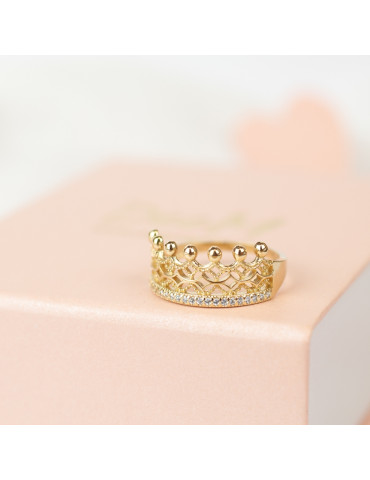 ZŁOTY PIERŚCIONEK ZARĘCZYNOWY KORONA PR. 585