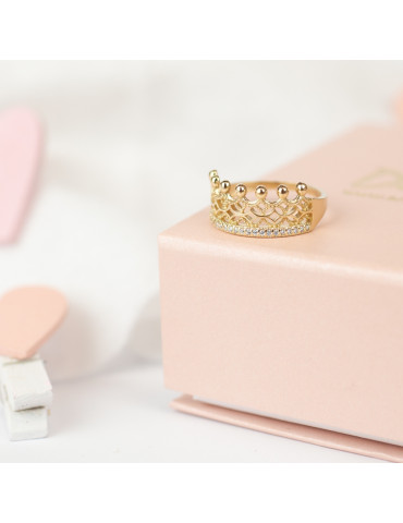 ZŁOTY PIERŚCIONEK ZARĘCZYNOWY KORONA PR. 585