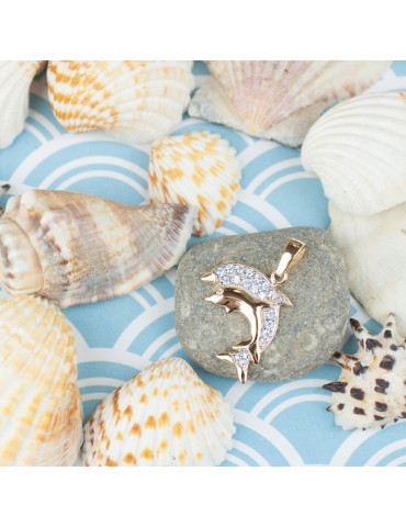 Wisiorek DELFINKI z cyrkoniami ze złota próby 333