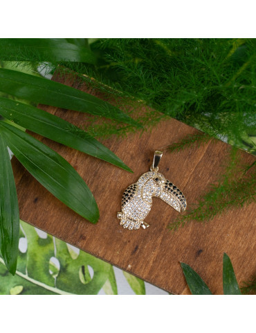 ZŁOTY WISIOREK PTAK Z CYRKONIAMI PR. 585 TUKAN