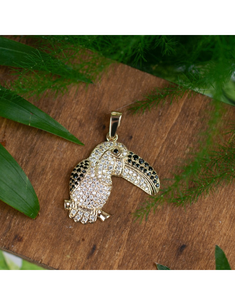 ZŁOTY WISIOREK PTAK Z CYRKONIAMI PR. 585 TUKAN