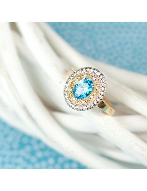 ZŁOTY PIERŚCIONEK OZDOBNY OKAZAŁY OWALNY PR. 585