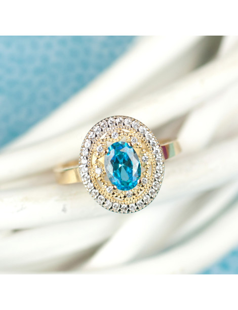 ZŁOTY PIERŚCIONEK OZDOBNY OKAZAŁY OWALNY PR. 585