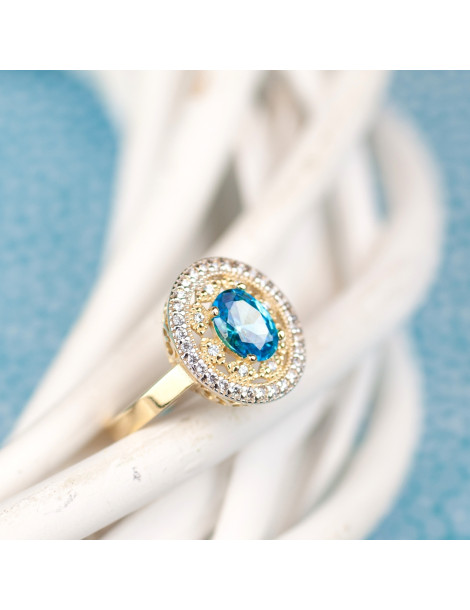 ZŁOTY PIERŚCIONEK OZDOBNY OKAZAŁY OWALNY PR. 585