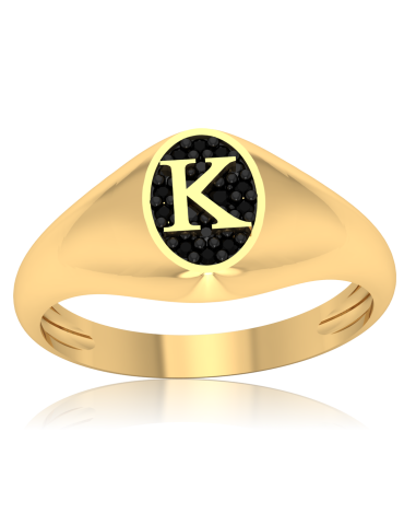 ZŁOTY SYGNET Z LITERKĄ Z CYRKONIAMI PR. 333