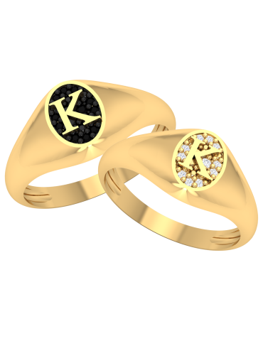 ZŁOTY SYGNET Z LITERKĄ Z CYRKONIAMI PR. 333