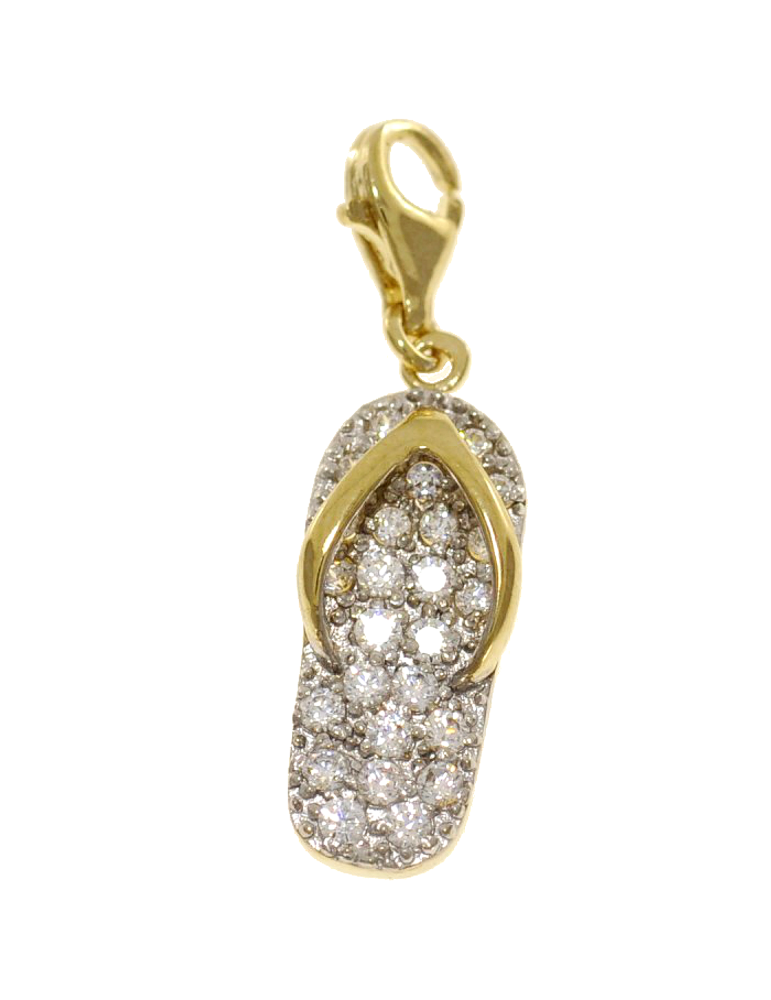 ZŁOTY CHARMS KLAPEK Z CYRKONIAMI PR. 585