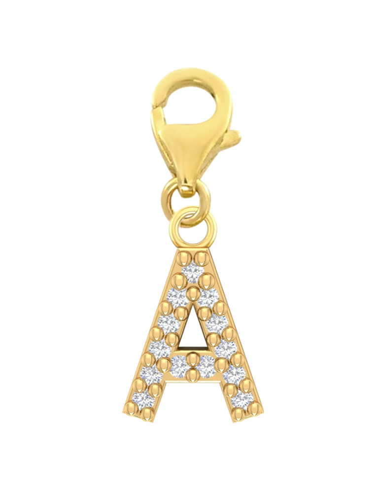 ZŁOTY CHARMS LITERKA A Z CYRKONIAMI PR. 333