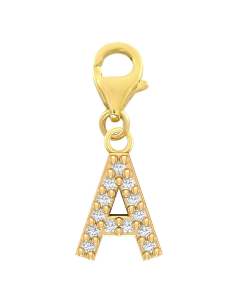 ZŁOTY CHARMS LITERKA A Z CYRKONIAMI PR. 333