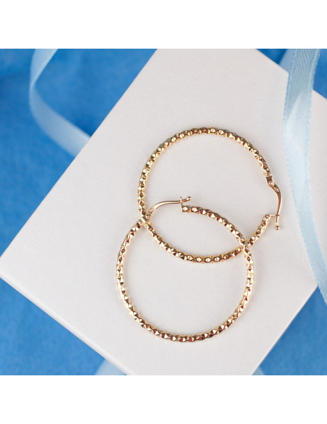 KARBOWANE ZŁOTE KOLCZYKI KOŁA PRÓBA 585