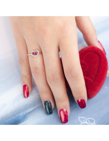 ZŁOTY PIERŚCIONEK SERDUSZKO PR. 585 RUBINY