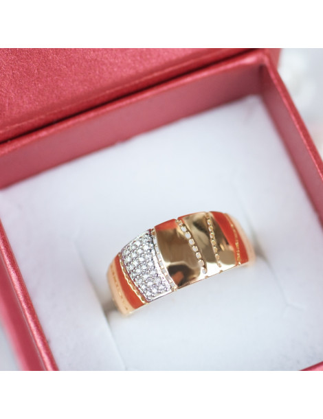 PIERŚCIONEK OZDOBNY Z CYRKONIAMI ZE ZŁOTA 585 AŻUROWY