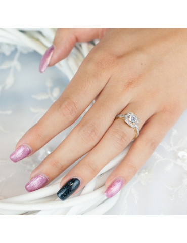 ELEGANCKI PIERŚCIONEK ZARĘCZYNOWY KWADRAT ZE ZŁOTA PRÓBY 585