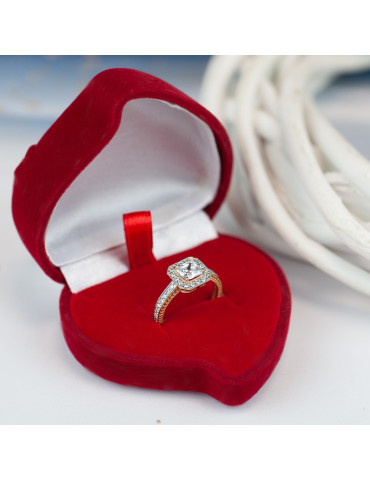 ELEGANCKI PIERŚCIONEK ZARĘCZYNOWY KWADRAT ZE ZŁOTA PRÓBY 585