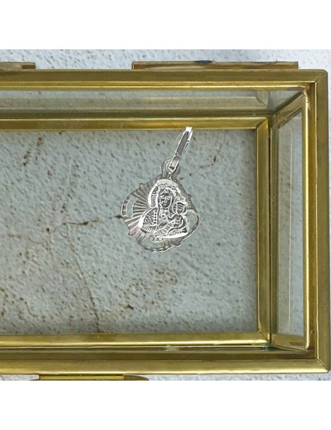 SREBRNY MEDALIK Z MATKĄ BOSKĄ CZĘSTOCHOWSKĄ DIAMENTOWANY PR. 925