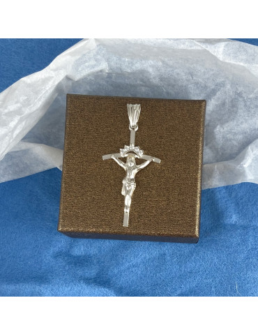 SREBRNY KRZYŻYK PAPIESKI Z JEZUSEM Z CYRKONIAMI PR. 925