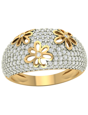PIERŚCIONEK W KWIATKI WYSADZANY CYRKONIAMI ZŁOTO PR. 585