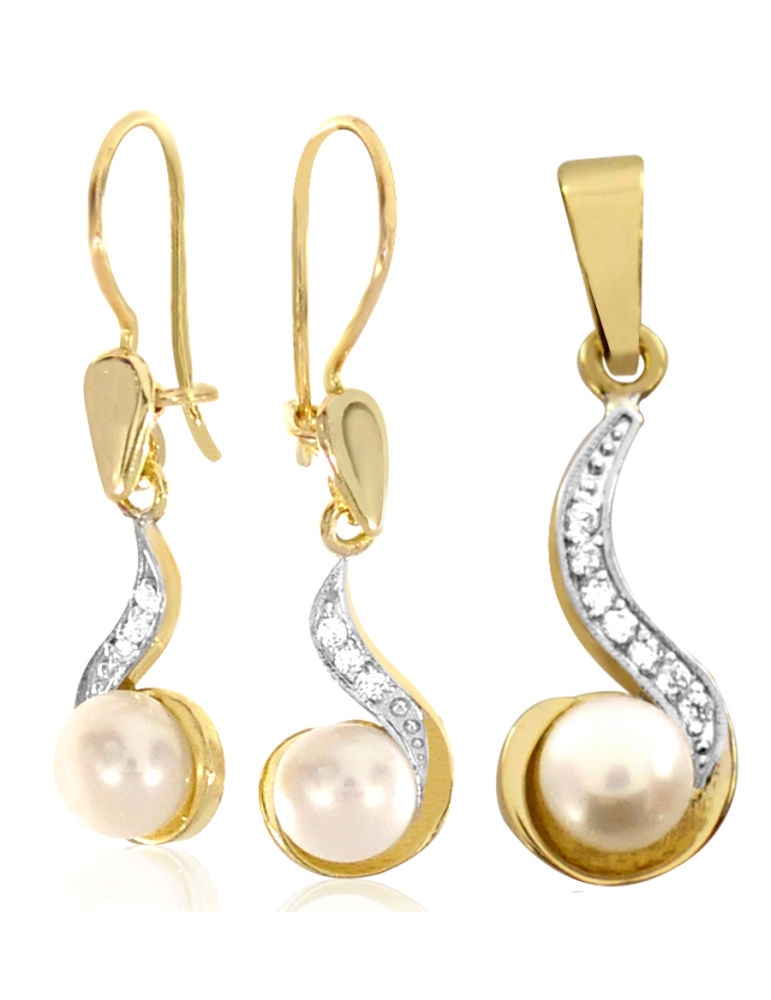 ZŁOTY KOMPLET Z PERŁAMI PR. 333