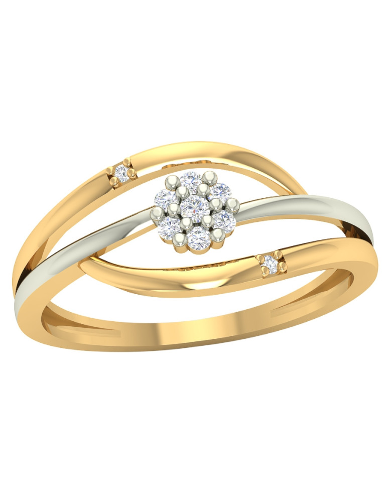 ZŁOTY RODOWANY PIERŚCIONEK Z BIAŁYMI CYRKONIAMI PR. 585