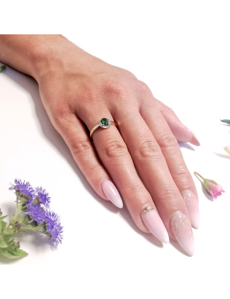 ZŁOTY PIERŚCIONEK ZARĘCZYNOWY ZE SZMARAGDEM PR. 585