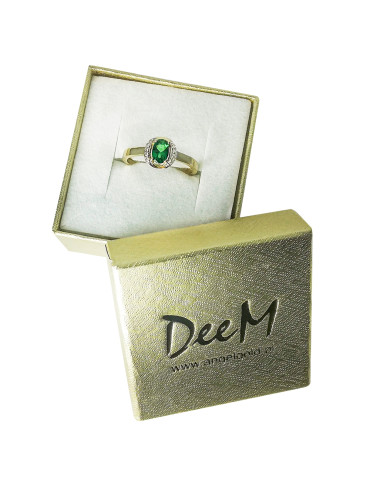 ZŁOTY PIERŚCIONEK ZARĘCZYNOWY ZE SZMARAGDEM PR. 585